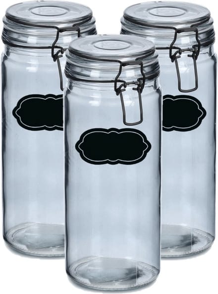 Weckpot/inmaakpot - 6x - 1L - glas - met beugelsluiting - incl. etiketten