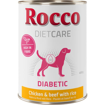 24x400g Diabetic Kip & Rund met Rijst Rocco Diet Care Hondenvoer