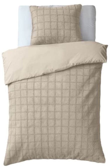 Droomtextiel Teddy Dekbedovertrek Fur Check - 140x200/220 cm - Beige