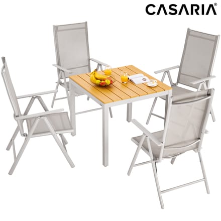 Casaria Tuinset Bern 4+1 Aluminium – Verstelbaar Klapbaar - Beige