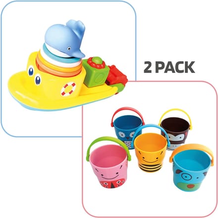 Jobber Toys - Badspeelgoed Waterrad bad speelgoed boot + Bad emmer