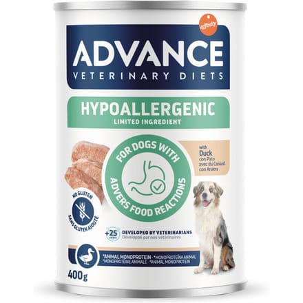 6 x 400 g Advance Veterinary Diets Hypoallergenic Eend natvoer voor honden