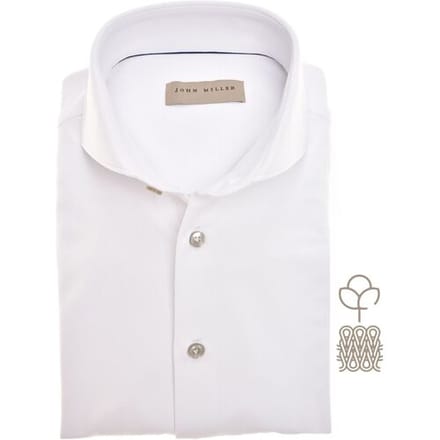 John Miller Overhemd Fine Tricot Cotton Stretch Wit / male