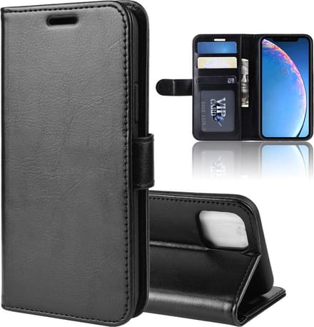 MobyDefend Hoesje - Geschikt voor iPhone 11 - Wallet Book Case (Sluiting Achterkant) - Zwart