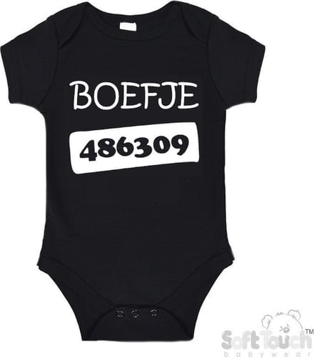 100% Katoenen Romper "Boefje 486309" Unisex Katoen Zwart/wit 56/62