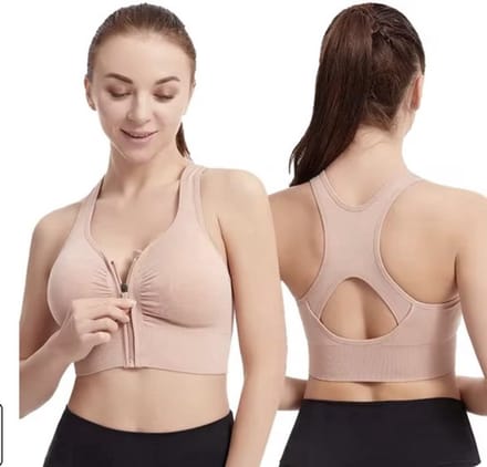 CHPN - Sport BH met rits - Roze Sport beha - Met rits - Medium - Valt klein - Medium ondersteunend - Compressiebeha - Elastisch