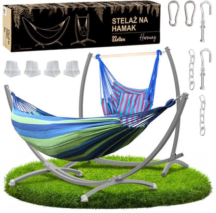 GoGarden Harmonia Duo - Tuin Hangmat met Stand - Grijs - 250 kg - 2 Persoon