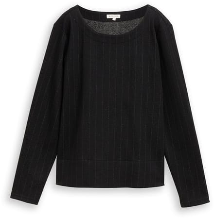 Tom Tailor - Shirt met lange mouwen met glittereffect - Maat XL - pinstripe with lurex