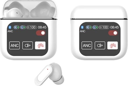 Otiume Draadloze Oordopjes - LCD Scherm Bluetooth Oortjes Wireless Earbuds Touchscreen Earphones - Wit