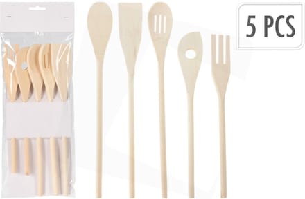 Lepel set 5 Delig- Esdoorn - Hout