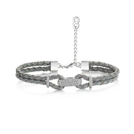 Infinity & Co Armband Dames - Alana - Leer - Verstelbaar - Grijs