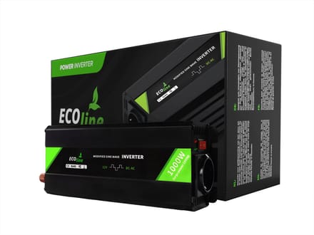 EcoLine - Omvormer 12V Naar 220V/230V - 1000w Vermogen - Gemodificeerde sinus - Auto omvormer.