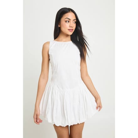 boohoo Dames Katoenen Popeline Mini-jurk Met Ballonzoom En Racerback | Wit | Maat: 36