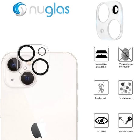 NuGlas camera lens protector voor iPhone 14 Plus - Beschermglas iPhone - Tempered Glass