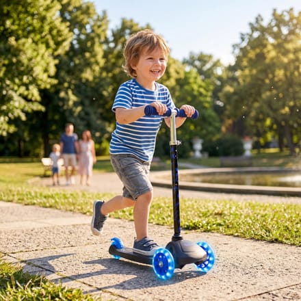 Champz Peuter Step 3 Wielen met LED – Verstelbaar Stuur – Blauw + 3 Jaar