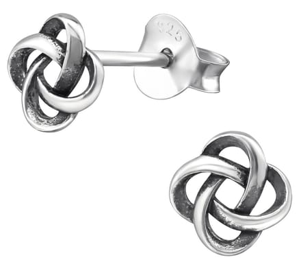 Joy|S - Zilveren Keltische knoop oorbellen - 6.5 mm - geoxideerd