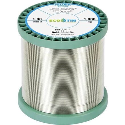 Felder ISO-Core Clear Sn100Ni+ Soldeertin Spoel Sn99,25Cu0,7Ni0,05 1.000 kg 1 mm