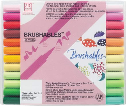 Tweekleurige Borstelbare Kleurenset - 24 Vilt Tip Markers
