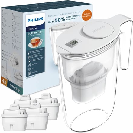Philips AWP2943WHT4 – Waterfilterkan – Zacht Water – Met 4 Filters