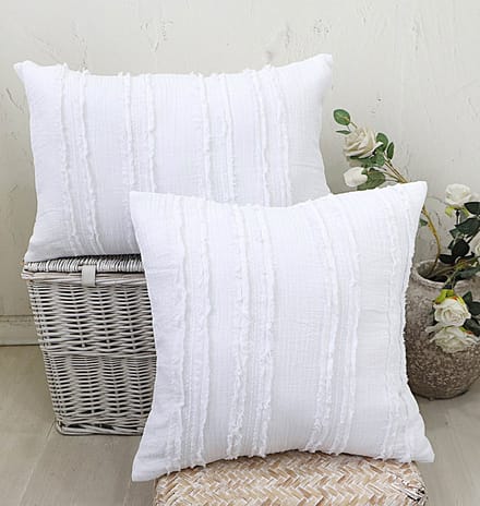 Yellow Lian Sierkussen - 100% Katoen-Mousseline - 60x40 cm - Wit