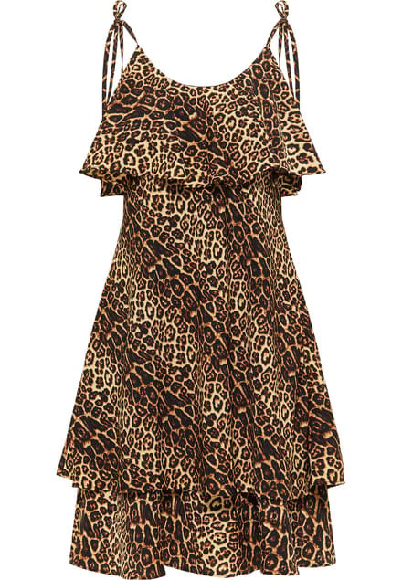 Faina Jurk met leo-opdruk nelice Dames beige leo