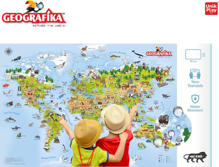 Explore the World game + children's World map Unik Play in english / Geografika
