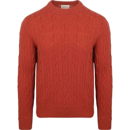 Gant Pullover Crewneck Lambswool Cable Modern Rust - Maat XXL - Heren - Pullovers