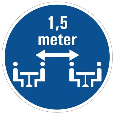 Zittend 1,5 meter afstand houden bord - kunststof 100 mm