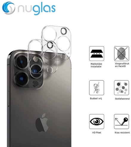 NuGlas camera lens protector voor iPhone 12 Pro Max - Beschermglas iPhone - Tempered Glass