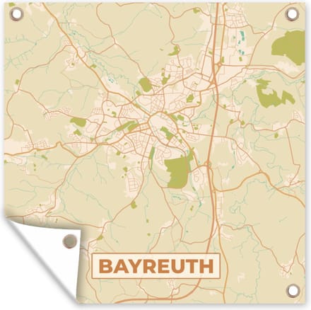 Tuindoek Bayreuth - Plattegrond - Kaart - Vintage - Stadskaart - 100x100 cm