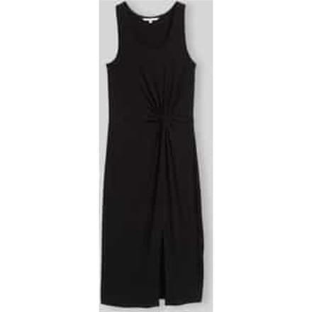 Tom Tailor Denim - Getailleerde midi-jurk met knoopdetail - Maat M - deep black