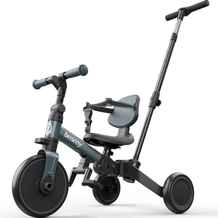 Opvouwbare Loopfiets Driewieler met Duwstang voor Peuters 1-3 Jaar