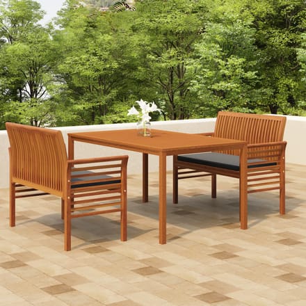 vidaXL - 3-delige - Tuinset - met - kussens - massief - acaciahout