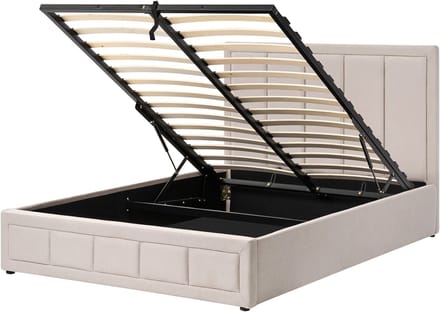 QUIBERON - Bed met opbergruimte - Beige - 140 x 200 cm - Polyester