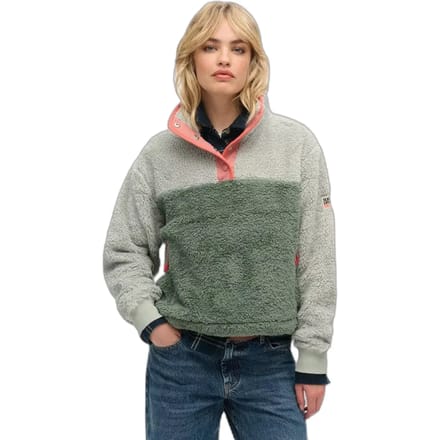 Superdry - Superzachte kraagloze Mash Up trui - Dames - Truien