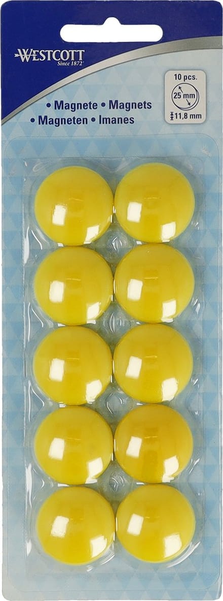 Westcott magneten - Ø 25x11,8mm - geel - 10 stuks - AC-E10811