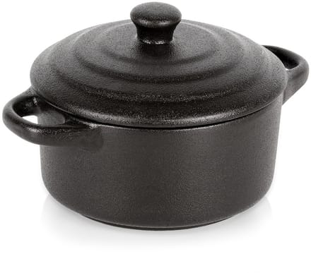 Vilde – Porseleinen Ovenschaal – 450 ml – Zwart – Inclusief Deksel