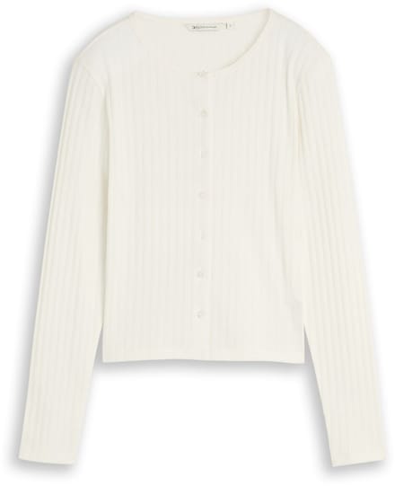 Tom Tailor Denim - Pointelle-vest met knoopsluiting - Maat M - off white