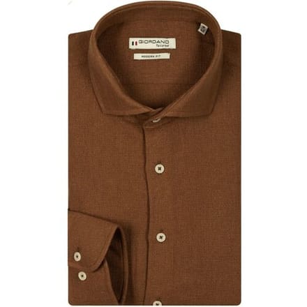 Giordano Overhemd Row Plain Structured Cotton Cutaway Collar Rood / male