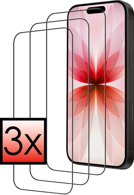 Screenprotector - 3 Stuks - Geschikt voor Apple iPhone 17 - Full Cover - Beschermglas - Gehard Glas - Tempered Glass - Screen Protector