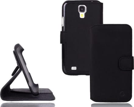 GUARD Lederen booktype hoes voor Samsung Galaxy S4 mat zwart