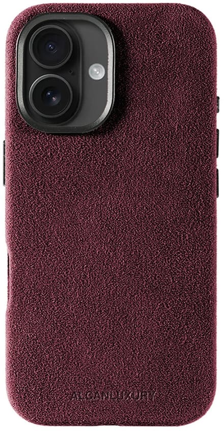 ALCANLUXURY Alcantara Hoesje geschikt voor iPhone 16 – Echt Italiaans Alcantara® – Geschikt voor MagSafe – Back Cover – Wine Red