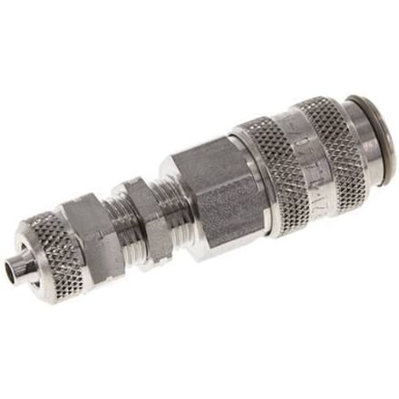 RVS 306L DN 5 Luchtkoppeling Snelkoppeling 4x6 mm Push-On Schotkoppeling Double Shut-Off - CLS5-NB-SSL-SV-P-4
