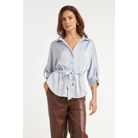 Smashed Lemon Blouse met structuurstreep en tailleceintuur |