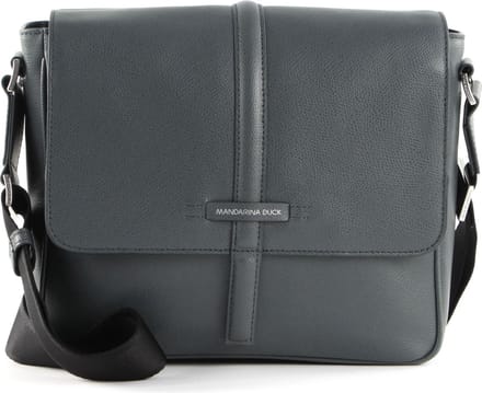 MANDARINA DUCK Leren Schoudertas Tabletzak Times Messenger Lead Grijs
