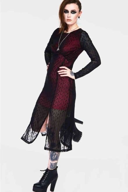 Jawbreaker - Moonstruck Mesh Lange jurk - L - Zwart