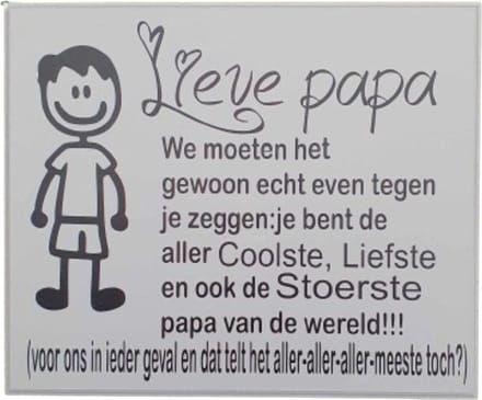 Tekstbord - spreukenbord lieve papa stoer - lief - cool