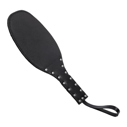Rimba - Lederen Plak - Paddle - Handvat met Studs - Zwart