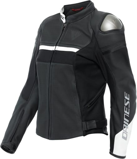 Dainese Rapida Leren Jas Dames Zwart Mat Zwart Mat Wit - Jas