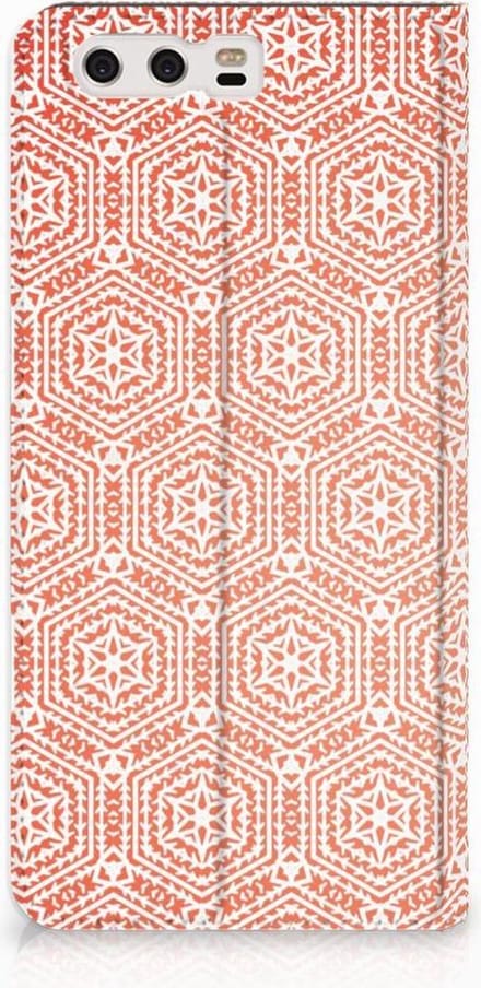 Huawei P10 Plus Hoesje met Magneet Pattern Orange